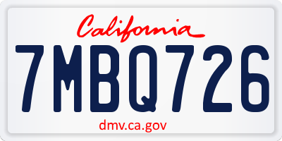 CA license plate 7MBQ726