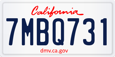 CA license plate 7MBQ731