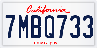 CA license plate 7MBQ733