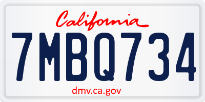 CA license plate 7MBQ734