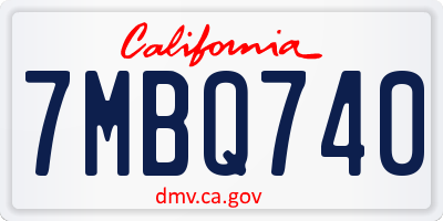CA license plate 7MBQ740