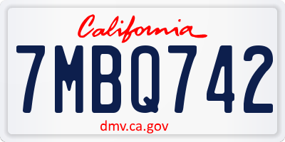 CA license plate 7MBQ742