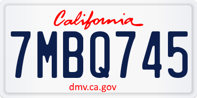 CA license plate 7MBQ745