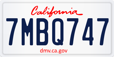 CA license plate 7MBQ747