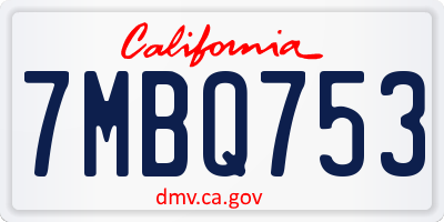 CA license plate 7MBQ753