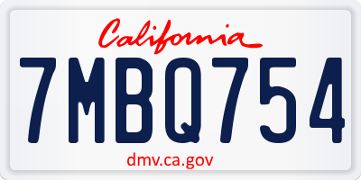CA license plate 7MBQ754