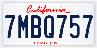 CA license plate 7MBQ757