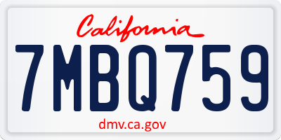 CA license plate 7MBQ759