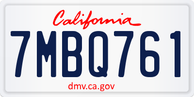 CA license plate 7MBQ761