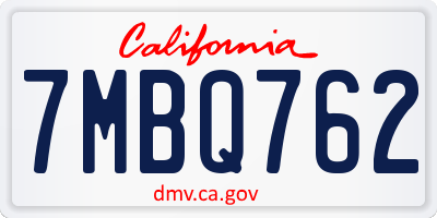CA license plate 7MBQ762
