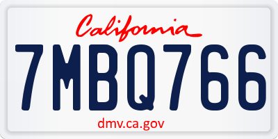 CA license plate 7MBQ766