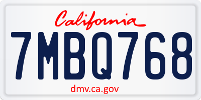 CA license plate 7MBQ768