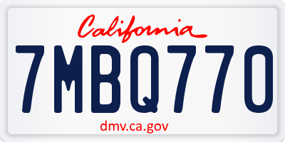 CA license plate 7MBQ770