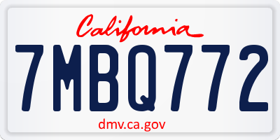 CA license plate 7MBQ772