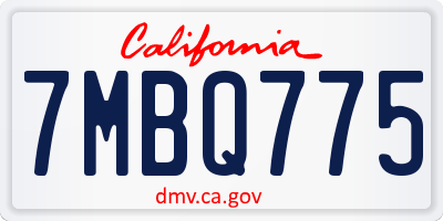 CA license plate 7MBQ775