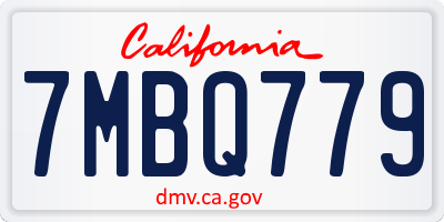 CA license plate 7MBQ779