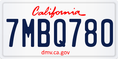 CA license plate 7MBQ780