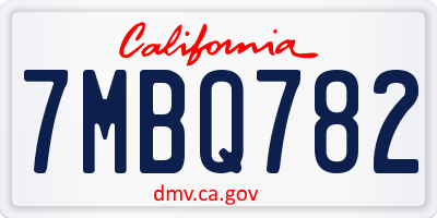 CA license plate 7MBQ782
