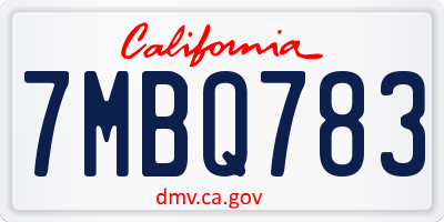 CA license plate 7MBQ783