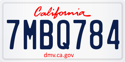 CA license plate 7MBQ784