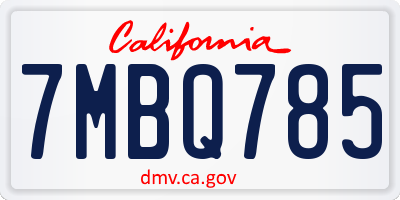 CA license plate 7MBQ785