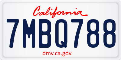 CA license plate 7MBQ788