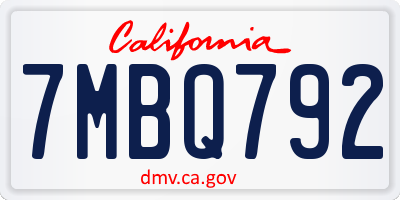 CA license plate 7MBQ792