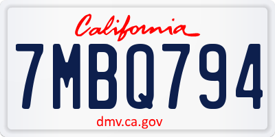 CA license plate 7MBQ794