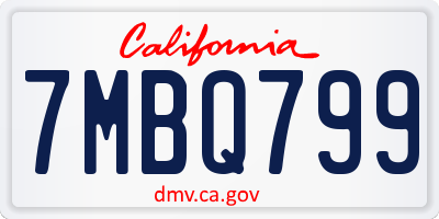 CA license plate 7MBQ799
