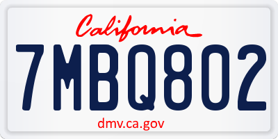 CA license plate 7MBQ802