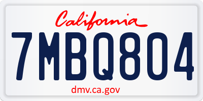 CA license plate 7MBQ804