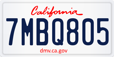 CA license plate 7MBQ805