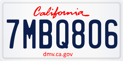 CA license plate 7MBQ806
