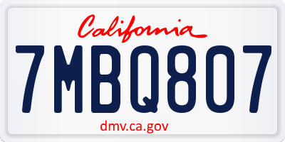 CA license plate 7MBQ807