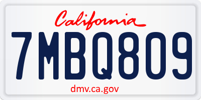 CA license plate 7MBQ809