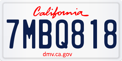 CA license plate 7MBQ818