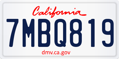 CA license plate 7MBQ819