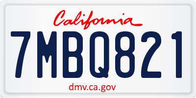 CA license plate 7MBQ821