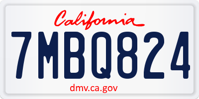 CA license plate 7MBQ824