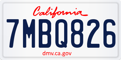 CA license plate 7MBQ826
