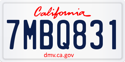 CA license plate 7MBQ831