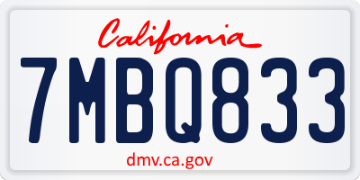 CA license plate 7MBQ833