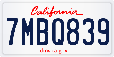 CA license plate 7MBQ839