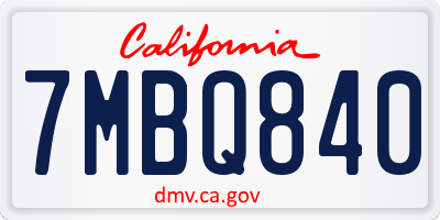 CA license plate 7MBQ840