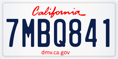 CA license plate 7MBQ841