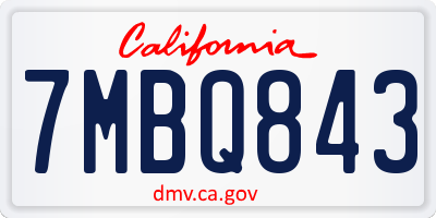 CA license plate 7MBQ843