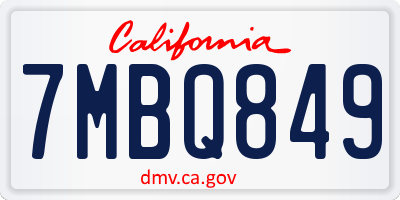 CA license plate 7MBQ849