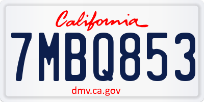 CA license plate 7MBQ853