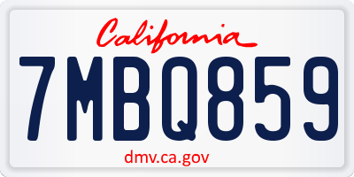 CA license plate 7MBQ859