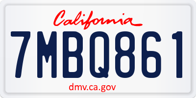 CA license plate 7MBQ861